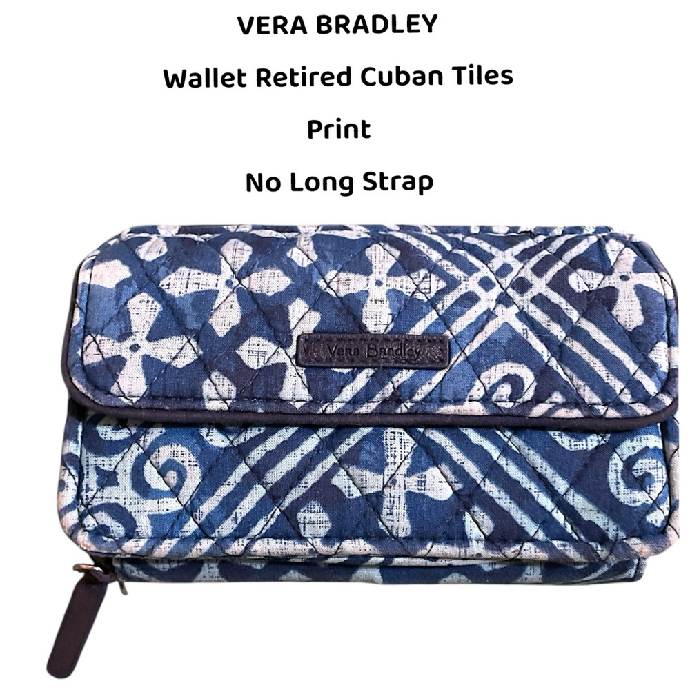 Vera Bradley Blue Wallet Retired Blue Cuban Tiles 6.5" x 4 "